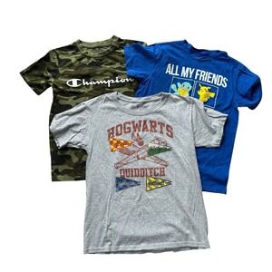 Lot Of 3 T-shirts Boys'‎ 8 Medium Harry Potter Pokémon Camo